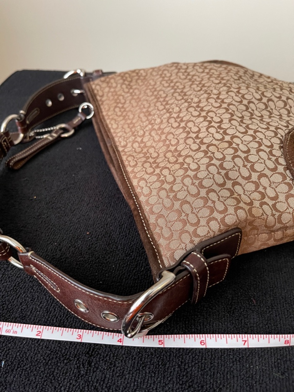 Y2K Coach Tan Signature Canvas and Brown Suede Hobo Bag - Picture 8 of 10